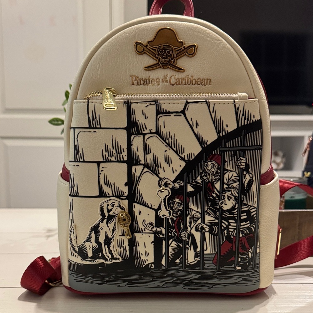 Loungefly Pirates of the Caribbean Backpack - Cream and Red